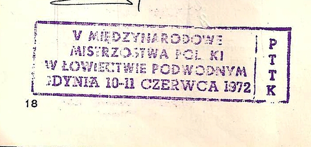 V Międzynarodowe Mistrzostwa Polski
w Łowiectwie  Podwodnym 1972
 - full image